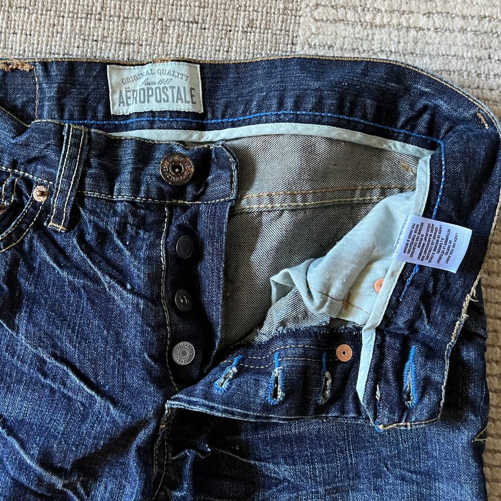 Aeropostale Womens Blue Jeans Driggs Slim Bootcut Distressed Size 27/28 - Picture 4 of 6